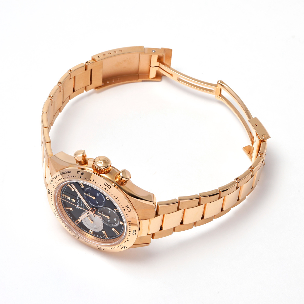 新品] ゼニス クロノマスター 183101360021M3100ブラック K18ローズ