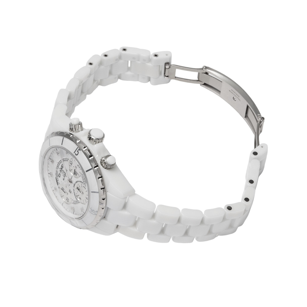 新品] シャネル J12 H2009ホワイト ダイヤモンド セラミック クロノ