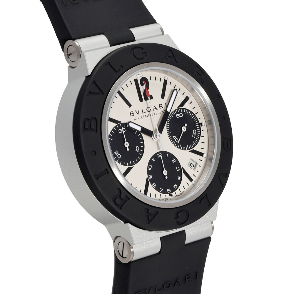 新品] ブルガリ アルミニウム 103722グレー アルミニウム クロノグラフ