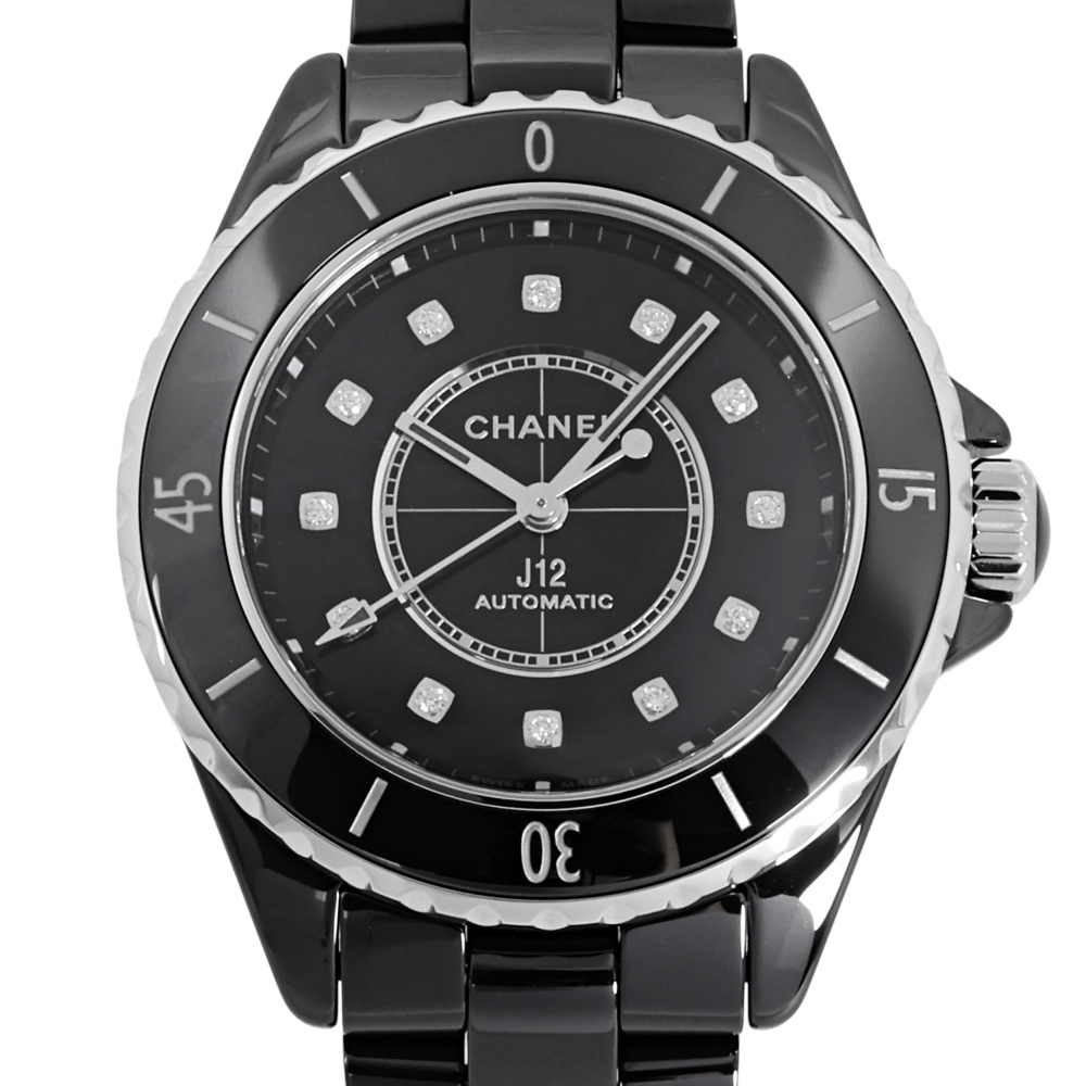 新品] シャネル J12 H9742ブラック ダイヤモンド セラミック 逆