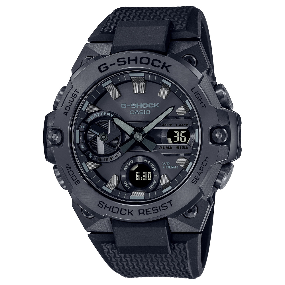 良品 CASIOカシオ メンズ腕時計G-SHOCKブラック存在感ツインセンサー 新品] カシオ Gショック GSTB400BB1AJFブラック Bluetooth時刻修正