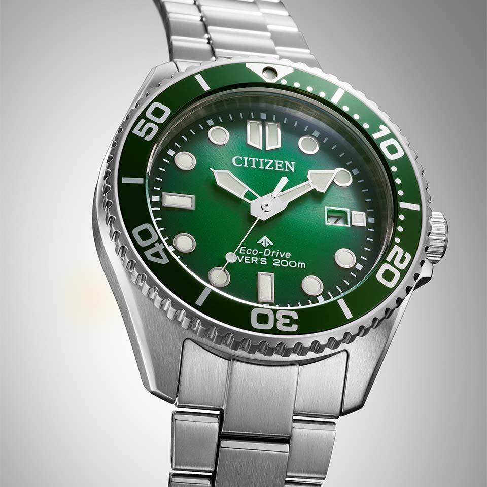 New] Citizen Pro master BN026950Wgreen stainless Reverse rotation