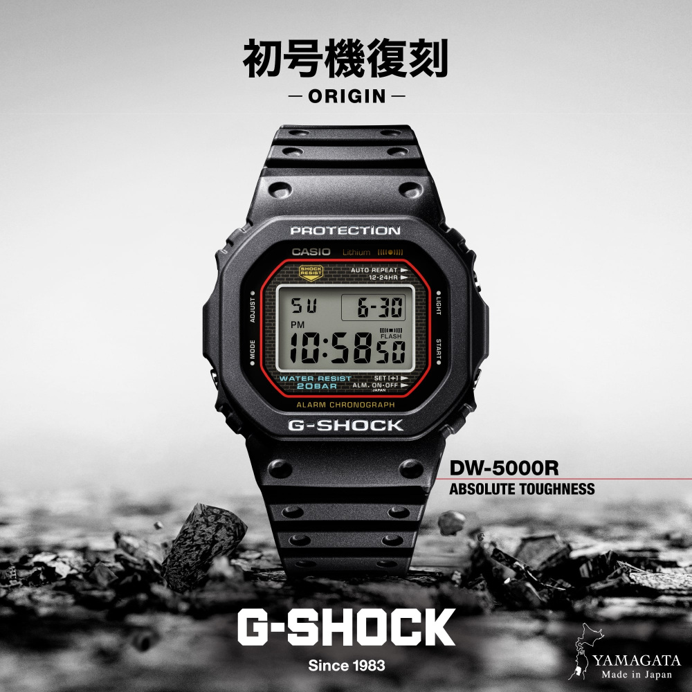 新品] カシオ Gショック DW5000R1AJFブラック ステンレス デイデイト