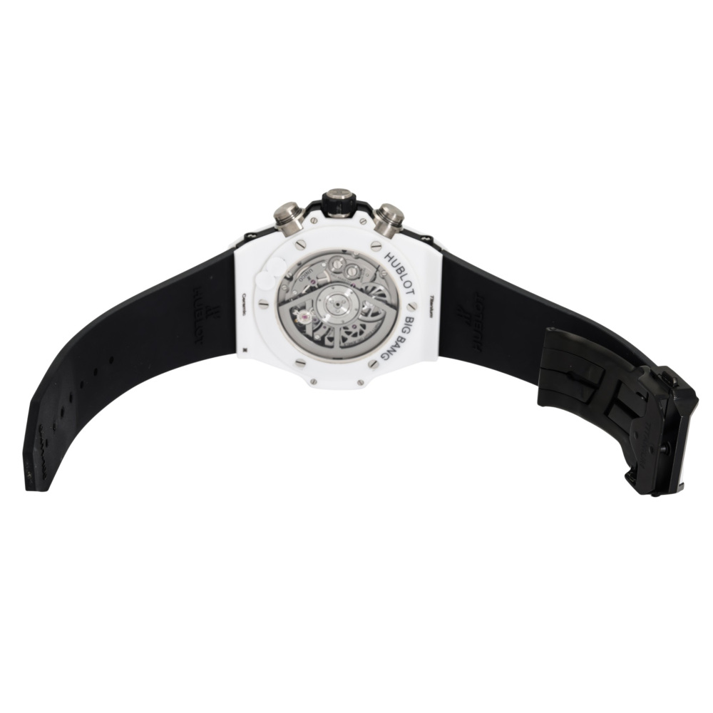 た*ち様 Hublot ウニコビックバンレザーラバーベルト ホワイトブラック 中古] ウブロ ビッグバン ウニコ ホワイトセラミック 411HX1170RX