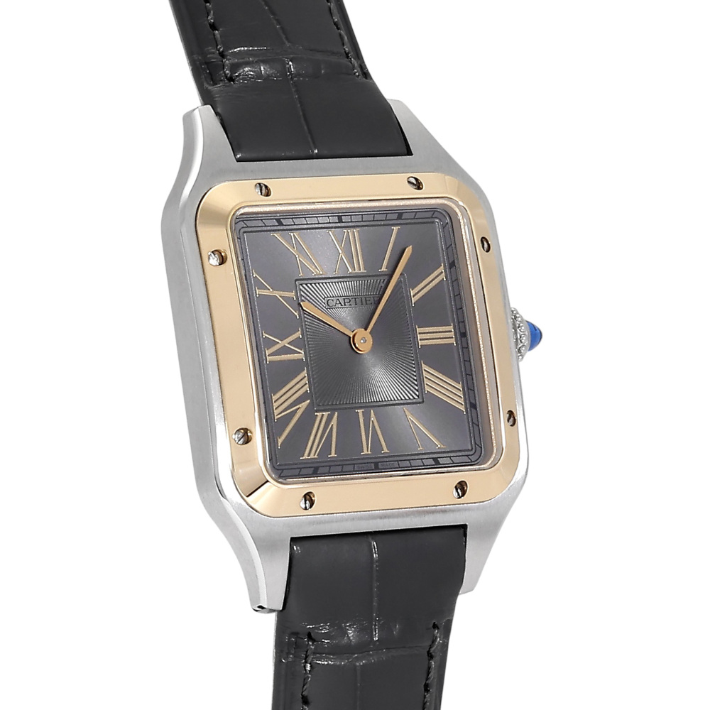 カルティエ Cartier サントス用 2コマ 新品] カルティエ サントス W2SA0028 サンレイ グレー/ローマ K18