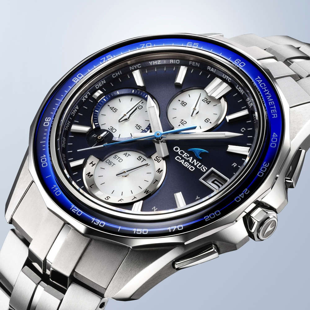 新品] カシオ オシアナス OCWS7000F2AJFブルー チタン Bluetooth時刻 
