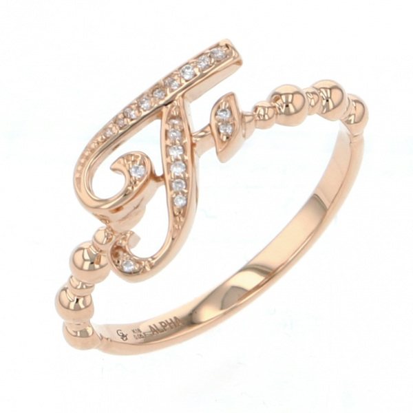 yukizaki alpha-PUTTS Snowy Alpha Petit [Made-to-order products] Initial ring [F] [Regular article] y.alpha.putite.1.22.f