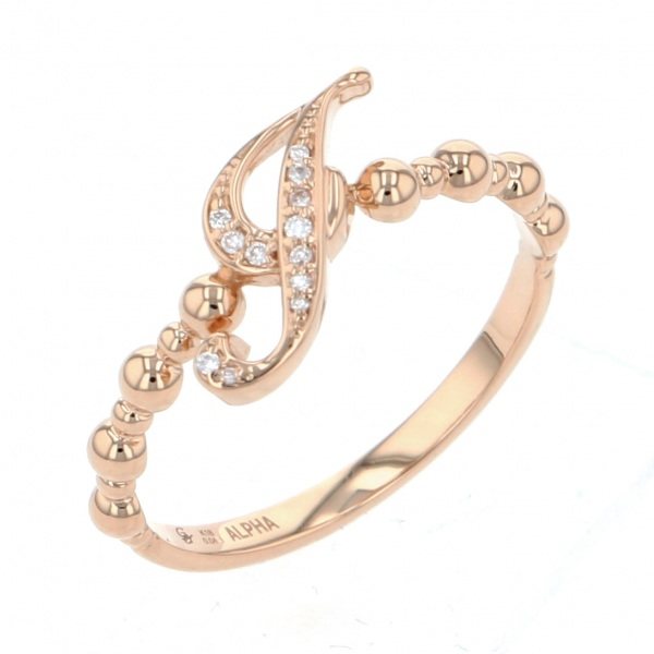 yukizaki alpha-PUTTS Snowy Alpha Petit [Made-to-order products] Initial ring [I] [regular article] y.alpha.putite.1.22.i