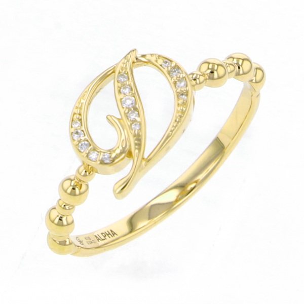 yukizaki alpha-PUTTS Snowy Alpha Petit [Made-to-order products] Initial ring [D] [Genuine] y.alpha.putite.1.6.d