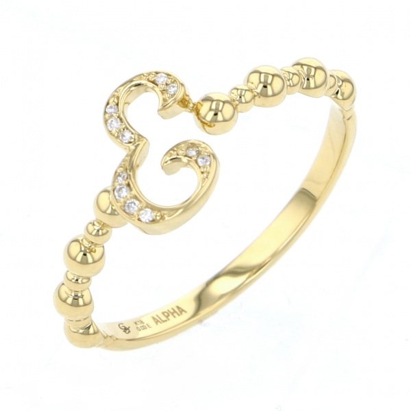 yukizaki alpha-PUTTS Snowy Alpha Petit [Made-to-order products] Initial ring [E] [Genuine] y.alpha.putite.1.6.e