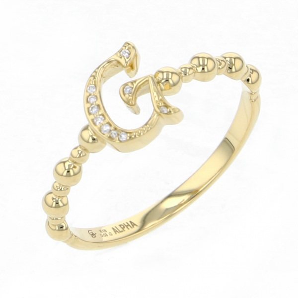 yukizaki alpha-PUTTS Snowy Alpha Petit [Made-to-order products] Initial ring [G] [Genuine] y.alpha.putite.1.6.g