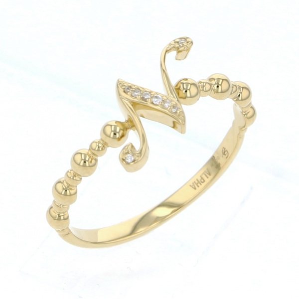 yukizaki alpha-PUTTS Snowy Alpha Petit [Made-to-order products] Initial ring [N] [Genuine] y.alpha.putite.1.6.n