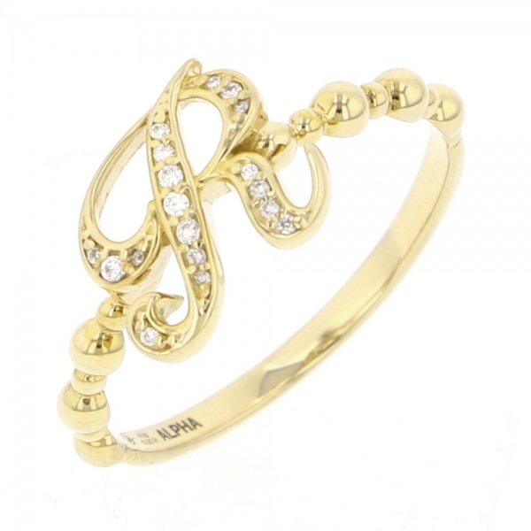 yukizaki alpha-PUTTS Snowy Alpha Petit [Made-to-order products] Initial ring [R] [Regular article] y.alpha.putite.1.6.r