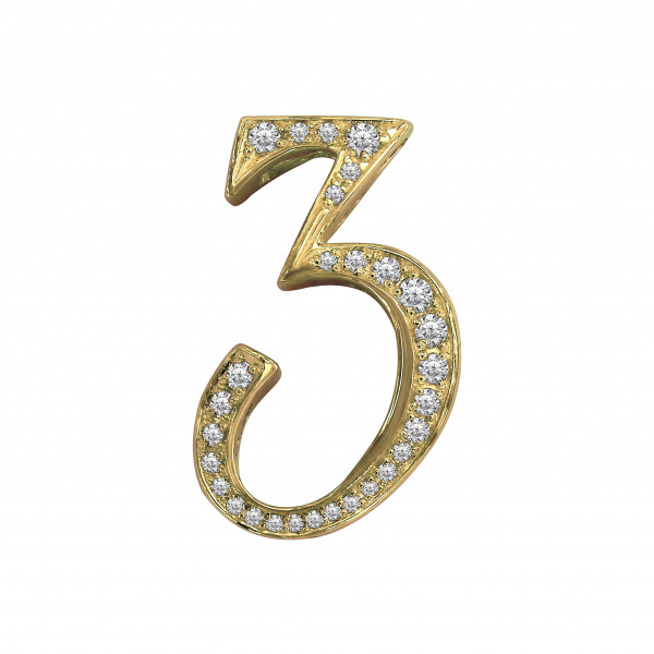 yukizaki nombre ユキザキ ノンブル 【受注生産品】 ナンバーペンダントトップ【3】Mサイズ【正規品】 y.nombre.12.6.3.m