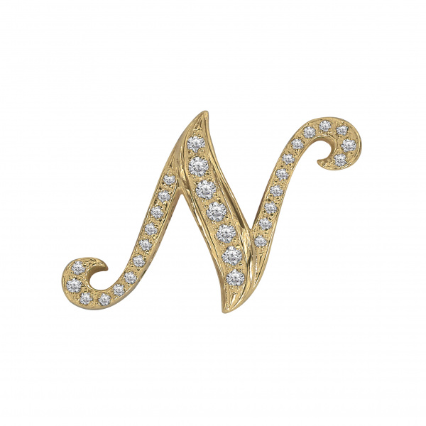 yukizaki alpha ユキザキ アルファ 【受注生産品】 イニシャルペンダントトップ【N】Mサイズ【正規品】 y.alpha.12.6.n.m