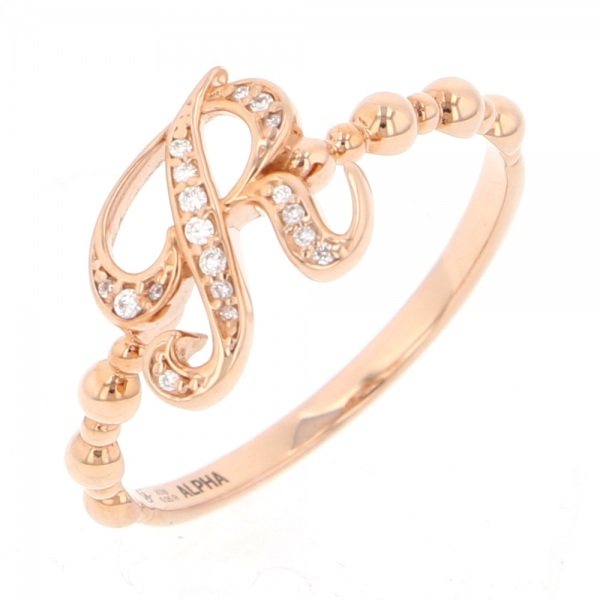 yukizaki alpha-PUTTS Snowy Alpha Petit [Made-to-order products] Initial ring [R] [Regular article] y.alpha.putite.1.22.r