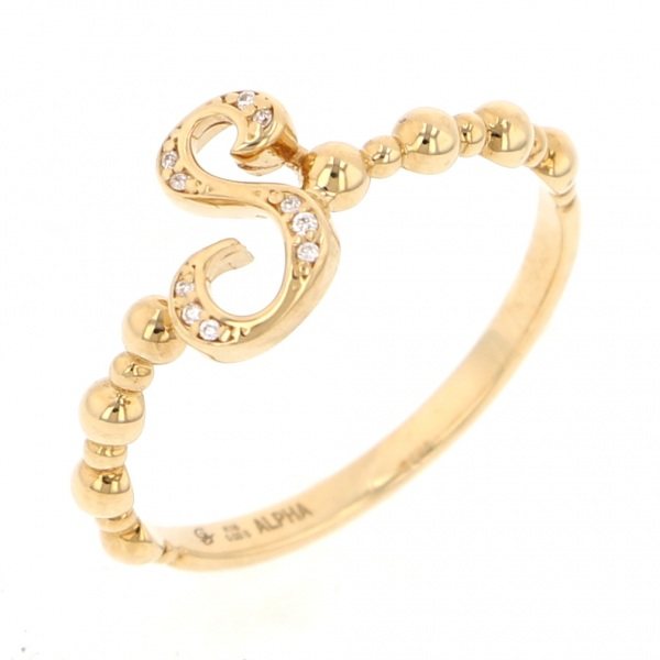 yukizaki alpha-PUTTS Snowy Alpha Petit [Made-to-order products] Initial ring [S] [Genuine] y.alpha.putite.1.6.s