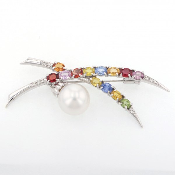 yukizakiselect pearl ユキザキセレクトジュエリー パール ホワイトゴールド パール/サファイア ブローチ 