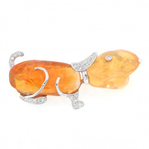 yukizakiselect ProperOther ユキザキセレクトジュエリー OTHER ホワイトゴールド オパール ブローチ 犬 