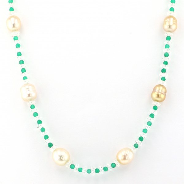 yukizakiselect pearl ユキザキセレクトジュエリー パール シルバー パール グリーンアゲート ネックレス 