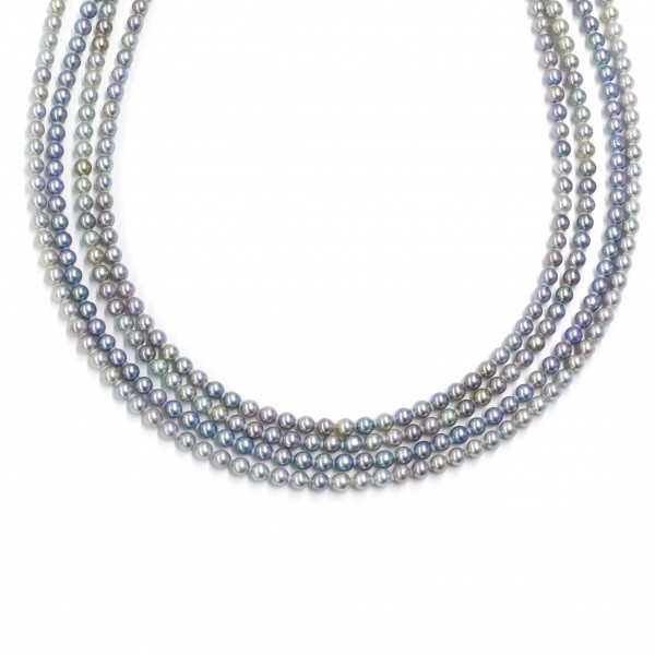 yukizakiselect pearl ユキザキセレクトジュエリー パール シルバー コバルトパールネックレス ロング4連 