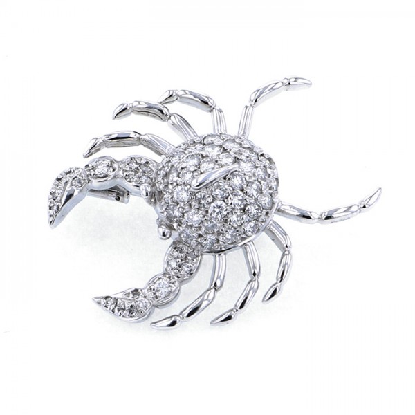 yukizakiselect ProperOther ユキザキセレクトジュエリー OTHER プラチナ ダイヤモンド ブローチ 蟹(カニ) 