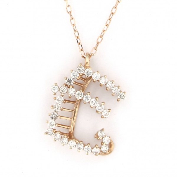 yukizakiselect ProperOther ユキザキセレクトジュエリー OTHER ピンクゴールド ダイヤモンド ネックレス イニシャル「E」 