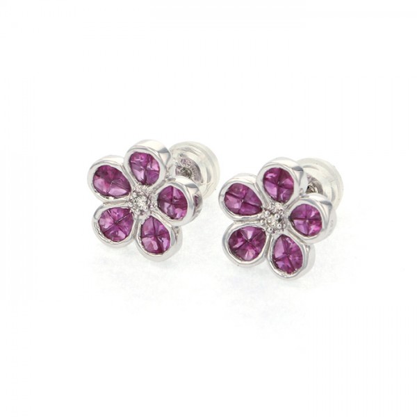 yukizakiselect ProperOther ユキザキセレクトジュエリー OTHER K18ホワイトゴールド ルビー ダイヤモンド ピアス 