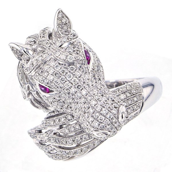 yukizakiselect ProperOther ユキザキセレクトジュエリー OTHER K18ホワイトゴールド ルビーダイヤモンド リング ホース 