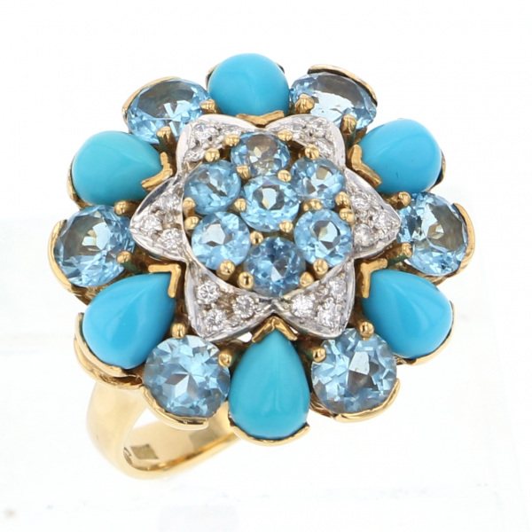 yukizakiselect ProperOther ユキザキセレクトジュエリー OTHER イエローゴールド トルコ石 ブルートパーズ リング 