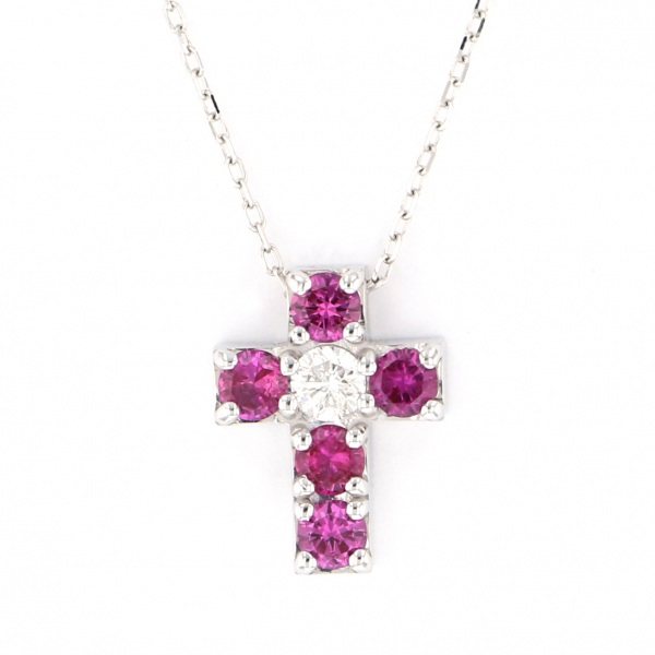 yukizakiselect ProperOther ユキザキセレクトジュエリー OTHER K18WG ルビー クロス ネックレス 