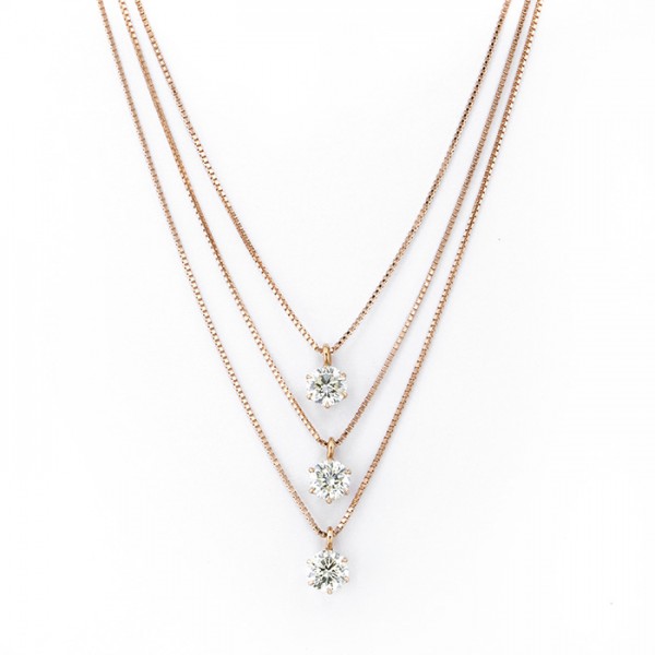 yukizakiselect ProperOther ユキザキセレクトジュエリー OTHER ピンクゴールド ダイヤモンド 3連 ネックレス 