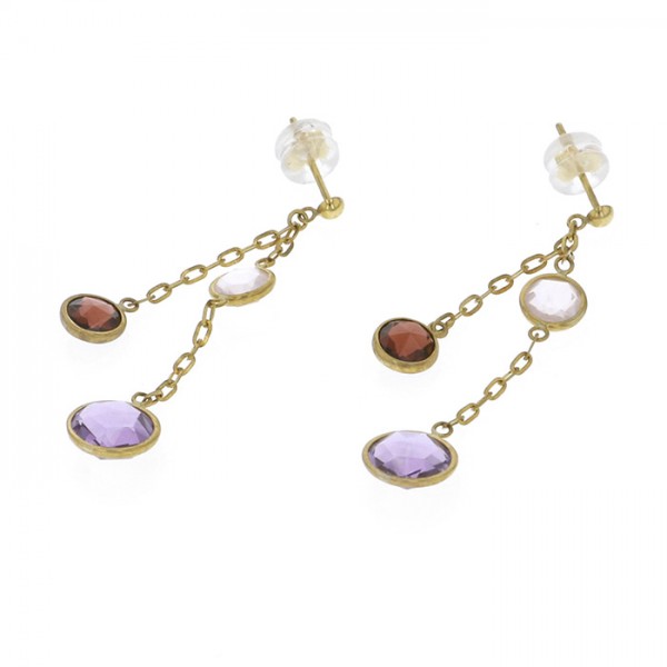 Yukizaki Select ProperOther Yukizaki Select Jewelry OTHER Yellow Gold Amethyst / Garnet / Rose Quartz Earrings 