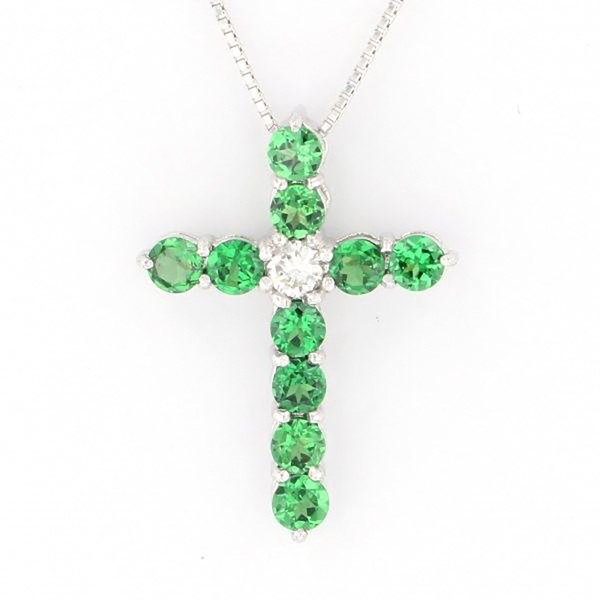 Yukizaki Select ProperOther Yukizaki Select Jewelry OTHER K18WG Green garnet cross necklace 