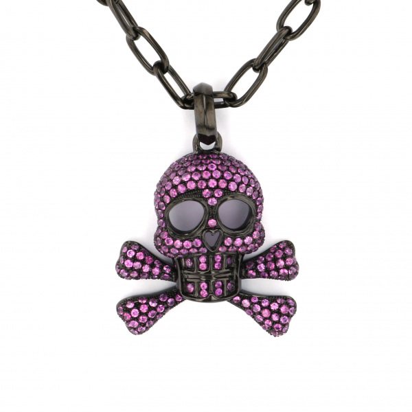 yukizakiselect ProperOther ユキザキセレクトジュエリー OTHER ブラックゴールド ピンクサファイア スカル ネックレス 