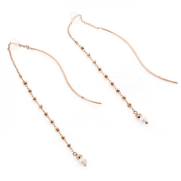 yukizakiselect 珍珠 柚木﨑精選珠寶 珍珠色 玫瑰金 珍珠色 耳環 