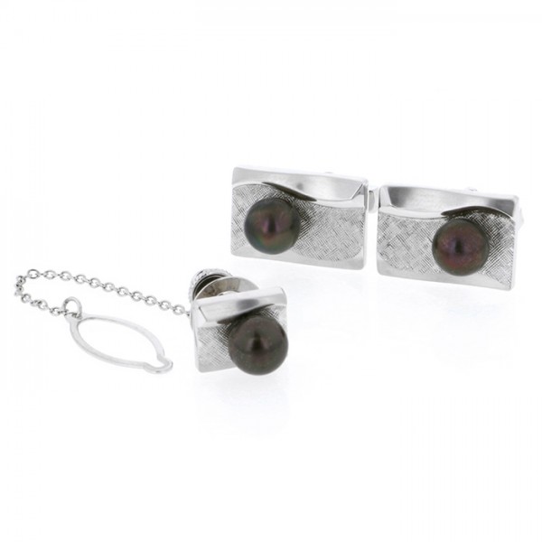 Yukizaki Select pearl Yukizaki Select Jewelry Pearl Silver Pearl Cufflinks & Titacks 