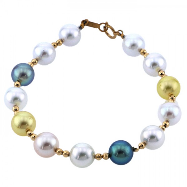 Yukizaki Select pearl Yukizaki Select Jewelry Pearl Yellow Gold Multi color pearl bracelet 