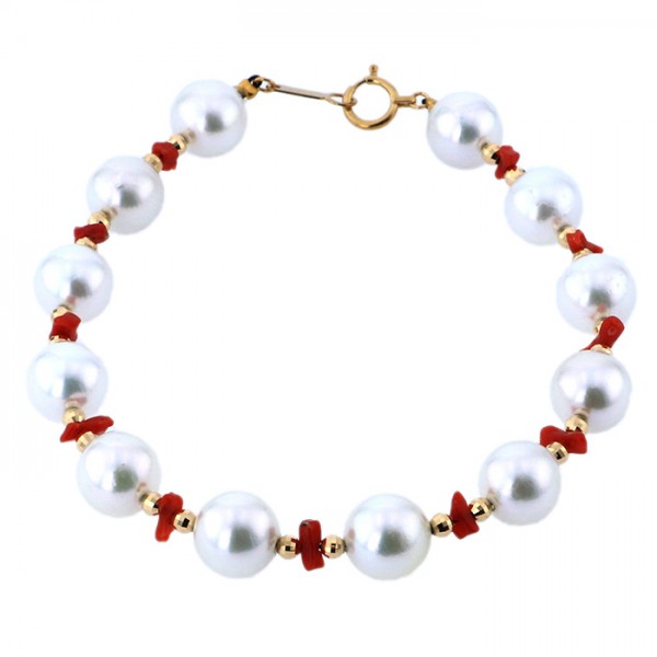 yukizakiselect 珍珠 柚木﨑精选珠宝 珍珠色 黄金 多色珍珠 珊瑚色 手链 