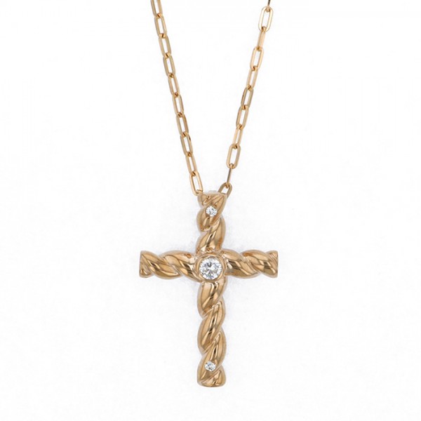 yukizakiselect ProperOther ユキザキセレクトジュエリー OTHER ピンクゴールド ダイヤモンド クロス ネックレス 