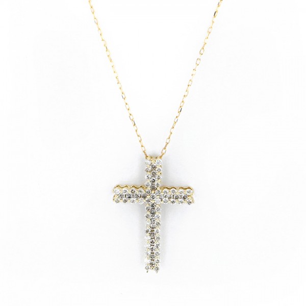 yukizakiselect  柚木﨑精选珠宝  黄金 金钻 交叉 项链 sp1d4906