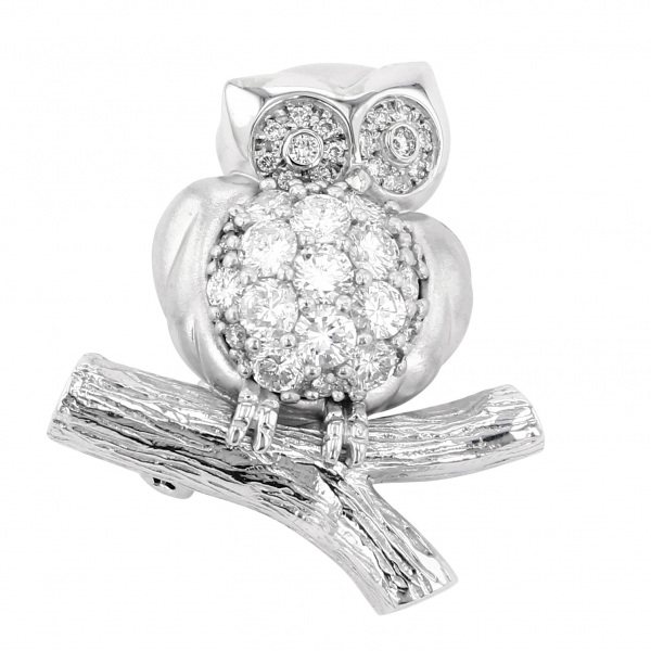 yukizakiselect ProperOther ユキザキセレクトジュエリー OTHER ホワイトゴールド ダイヤモンド ブローチ フクロウ 