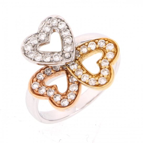 yukizakiselect ProperOther ユキザキセレクトジュエリー OTHER K18WG/PG/YG ダイヤモンド ハート3連 リング 