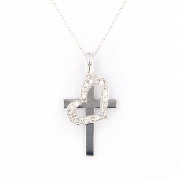 yukizakiselect ProperOther ユキザキセレクトジュエリー OTHER ホワイトゴールド ダイヤモンド クロス ハート ネックレス 