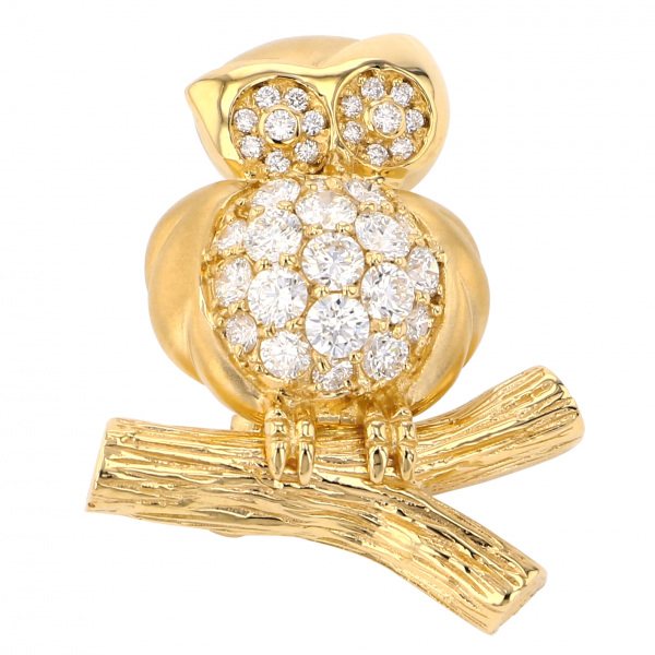 yukizakiselect ProperOther ユキザキセレクトジュエリー OTHER イエローゴールド ダイヤモンド ブローチ フクロウ ymr22.6.6