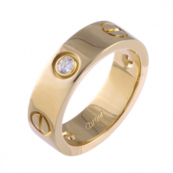 カルティエ リング K18 ハーフダイヤ/ラブリング ラブ 中古