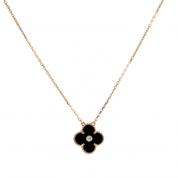 ヴァンクリーフ＆アーペル ヴィンテージアルハンブラ ホリデー限定 K18PG ピンクゴールド ネックレス 中古