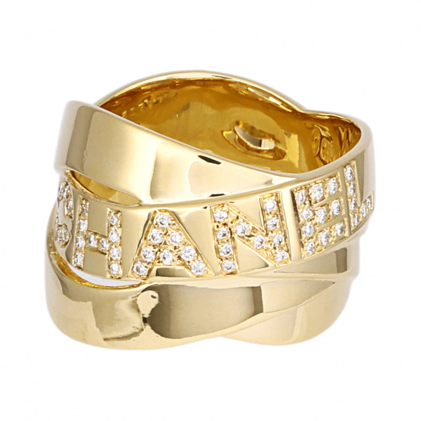 シャネル ボルデュック ロゴモチーフ K18YG イエローゴールド リング 中古