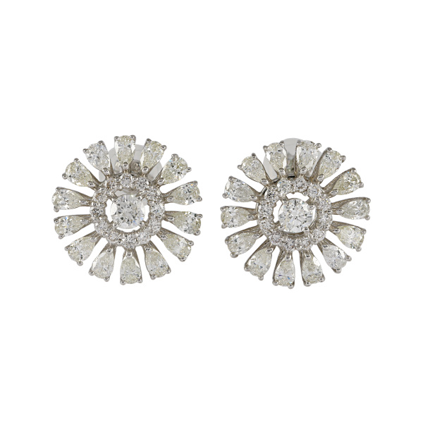 K18ホワイトゴールド トルコ石 ダイヤモンド ピアス ゆきざき K18ホワイトゴールド トルコ石 ダイヤモンド ピアス ゆきざき