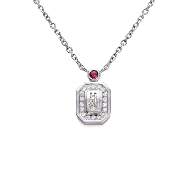 ハリー・ウィンストン ネックレス/ペンダント HWロゴ ルビー プラチナ 小豆 PT950 中古